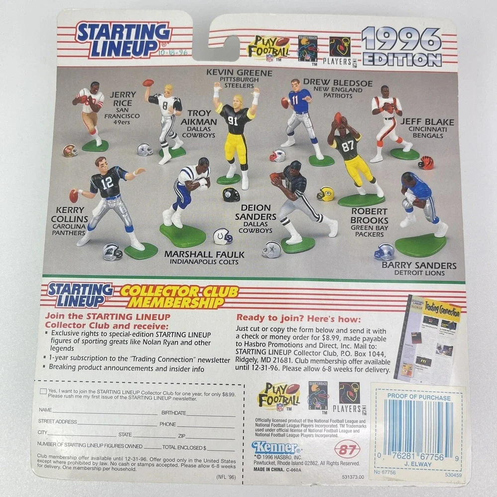1996 Starting Lineup JOHN ELWAY Figure and Card Denver Broncos